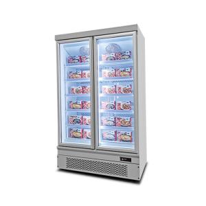 Upright 2 Glass Door Freezer Fan Cooling Restaurant Fridge Freezing Food /