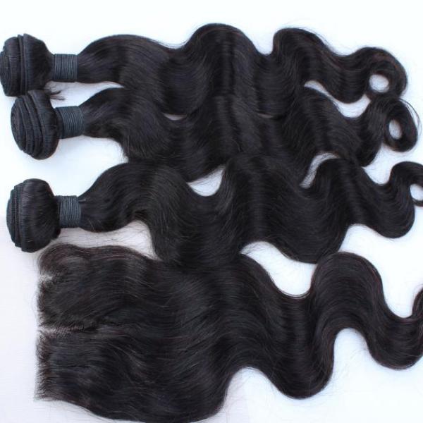 Body Wave Natural Color brazilian hair virgin hair bundles with lace closure