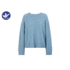 Social Audit Sweater Supplier Womens Knit Pullover Sweater Cuff Slit Pearl