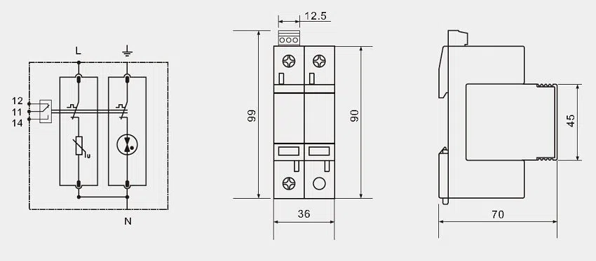 BR275-60 1P+1 60kA Type 2 SPD Lightning Surge Protectors