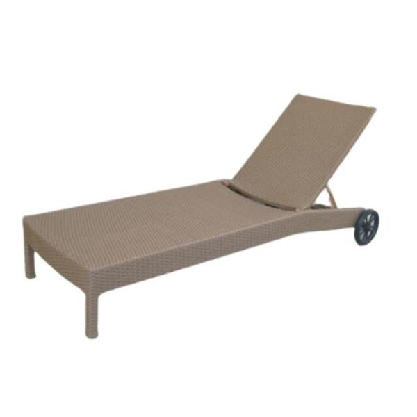 Rattan wicker swimming pool furniture classic outdoor sun lounger day bed lounge chair with wheels---6035