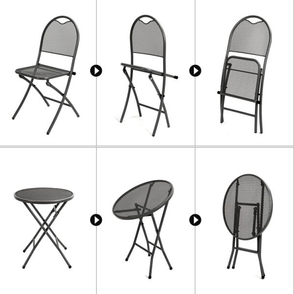 Outdoor Cafe Bistro Patio Custom Logo Dining Table and Chair Sets with Stackable Design