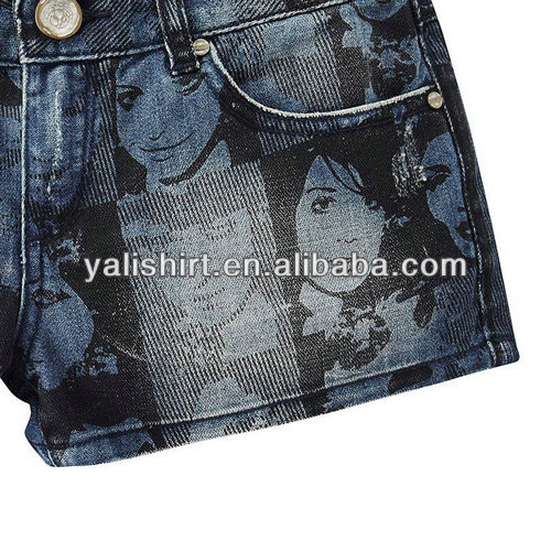 Fashion custom printing jeans sublimation women mini denim shorts