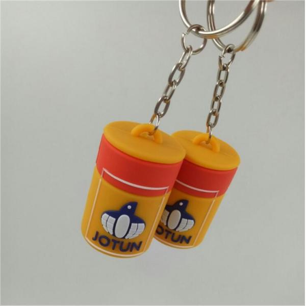 Personalized Drink Water Bottle Shaped Silicone Rubber PVC Keychains / Key