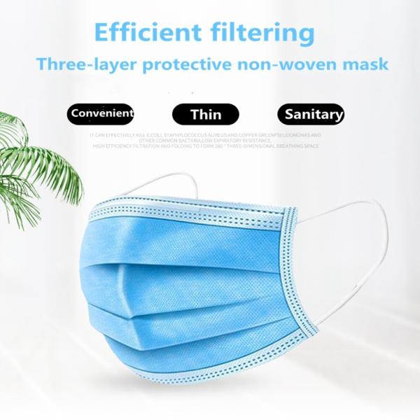 Breathable Non-woven 3 Ply Face Mask Disposable Face No Breathing Valve