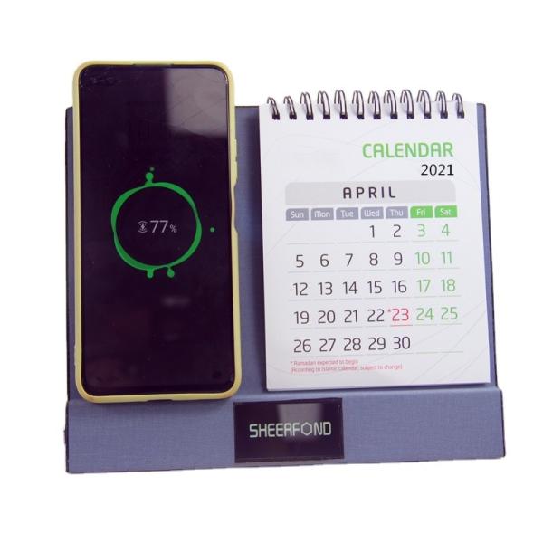 Buy PU Leather Custom Wireless Charging Calendar Multiscene Rechargeable for Desk at wholesale prices