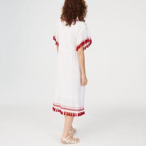 Embroidery Tassel Boho Cotton Dress Women