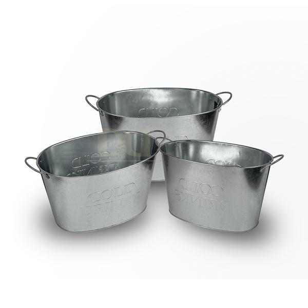 DADI Stackable Custom Tinplate Metal Ice Bucket Non Slip Base Zinc Plated Metal Drink Bucket