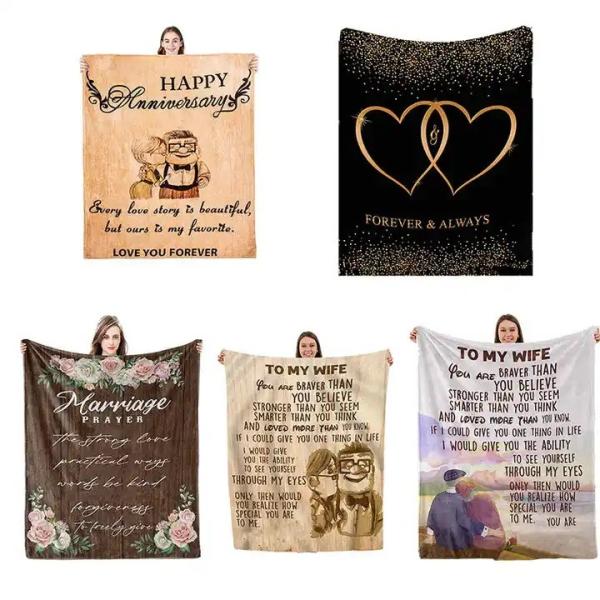 Super Soft Customized Size Flannel Throw Blanket in Holiday Style Printed