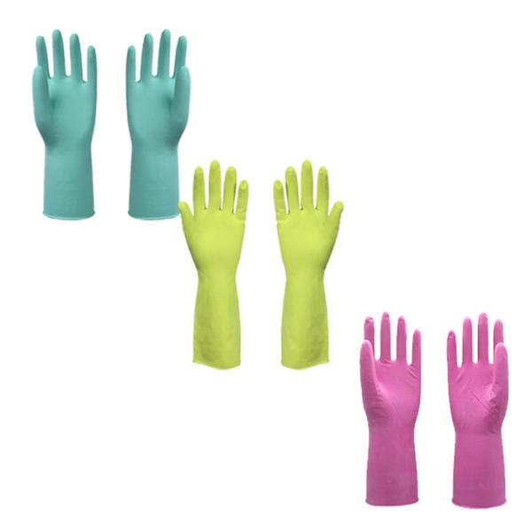 Yellow Spray Flocklined 30cm Household Cleaning Gloves