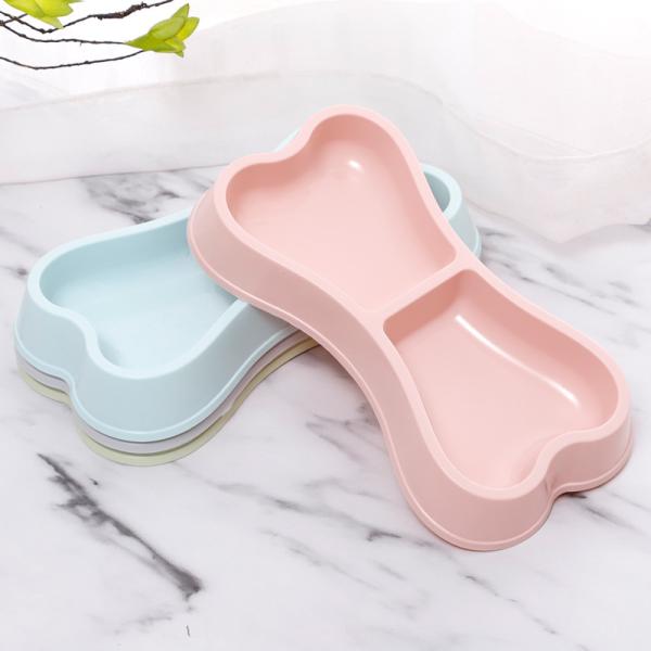 Pet Bowls Feeders Sustainable Macaron Color Bone Shape Double Food Bowl for Dogs and Cats