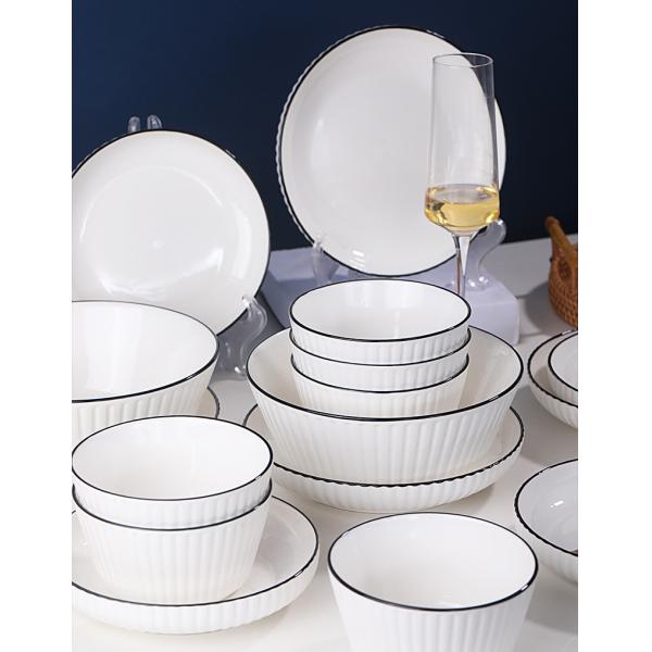 Vertical Stripes Ceramic Nordic Simplicity 5 Inch Porcelain Plates