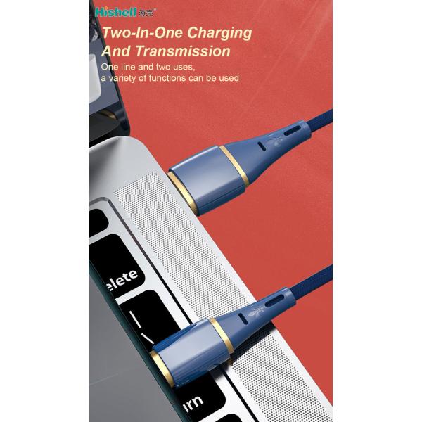 Hishell Nylon Braid Mobile Phone USB Cables Type C Anti Abrasion