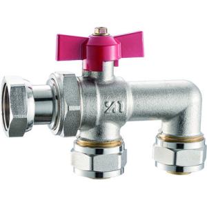 3619 Nickel Plated Brass Manifolds Valve Ball Type DN20 with Red Butterfly