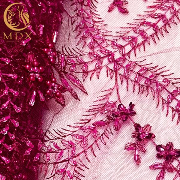 African Sequin Lace Fabric Embroidery 1 Yard Length For Wedding Dress