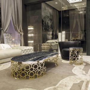 60cm Italian Style Coffee Table 0.65m Titanium Steel Frame