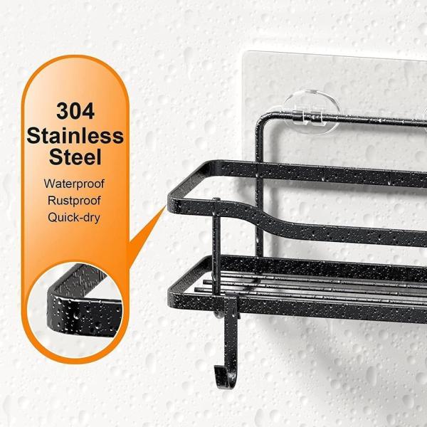 2-Pack Adhesive No Drilling Rustproof Stainless Steel Shower Caddy Shower Shelf
