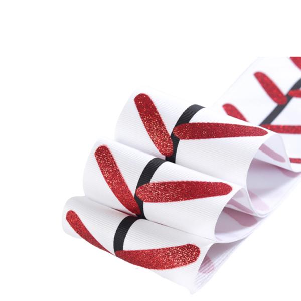 Custom Quality Glitter Grosgrain Pink Ribbon 75mm