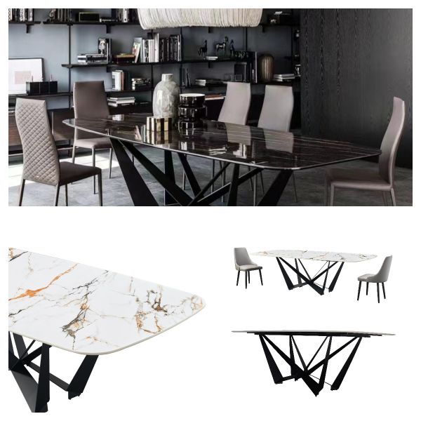 Modern Luxury Marble Dining Table Room Set Dinning Table And Chair Set for 8 Sintered Stone Dining Table