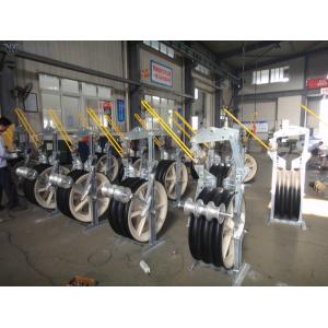 Helicopter Stringing Pulley Blocks Pulling 2 Bundled Conductors