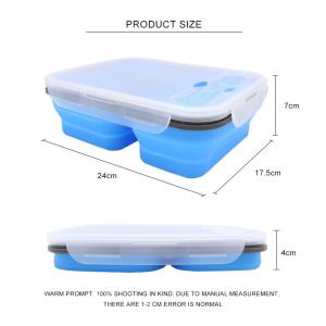 Rectangle 3 Compartment Collapsible Bento Box For Adults