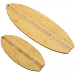 China Washing Surfboard Shaped Bamboo Butcher Block Wood Cutting Board 2pcs on sale