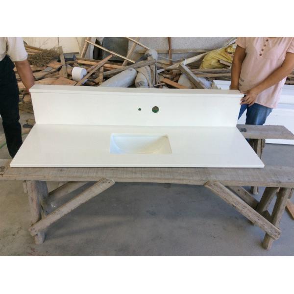 White Kitchen Solid Quartz Countertops Worktops , Solid Surface Bathroom