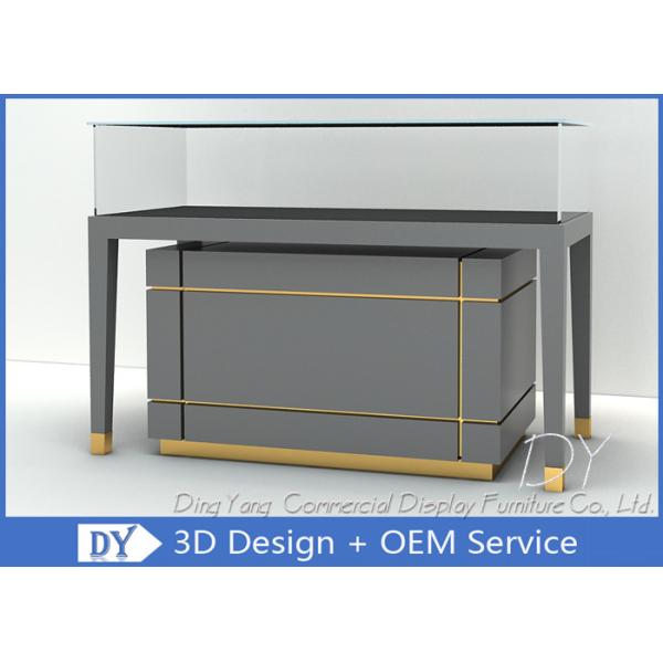 Buy Wooden Glass Gray Jewelry Showcase Display / Countertop Jewelry Display Cases at wholesale prices
