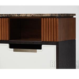Walnut Veneer 5 Stars Hotel Furniture With Fluted Wood Panels And Soft Closing
