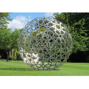 Metal Garden Ornaments Sphere Sculpture Stainless Steel Hollow Design