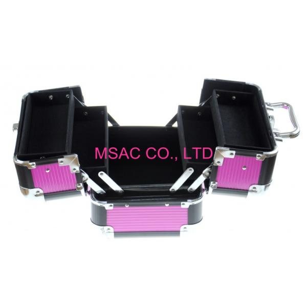 Buy Purple Aluminium Cosmetic Case 3mm Thickness MDF With ABS Panel Waterproof at wholesale prices