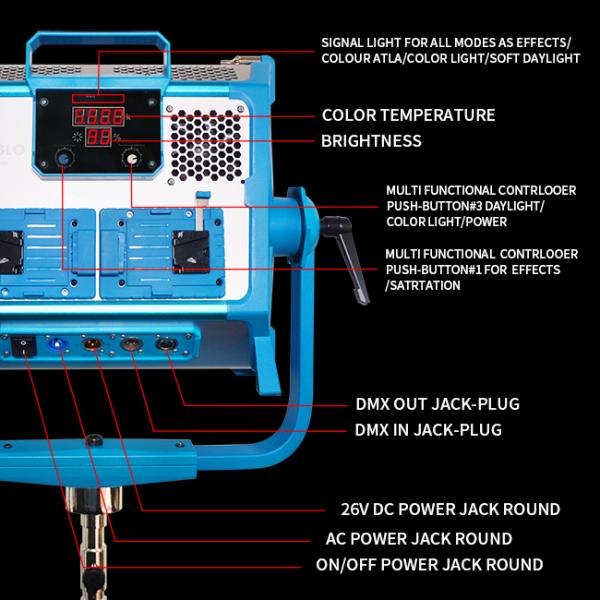 AI-powered large fill light 200W DMX controlled color temperature 3200k-5500k LED photography fill light