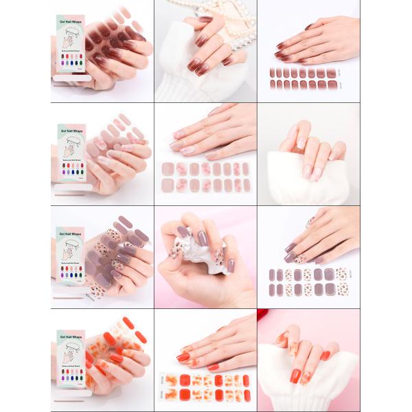 High gloss Irregular bronzing lines Marble leopard print semi curing gel nail sticker used with UV lamp