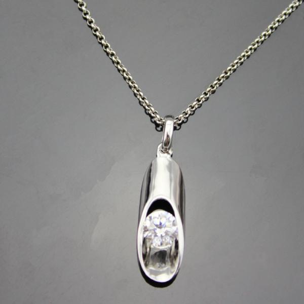 925 Silver 6mm Blue Topaz Cubic Zirconia Drop Pendant (YAQA1003)
