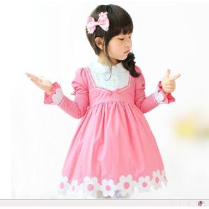 Quality Lovely Girls Dress / Dresses , Pink Cotton Childrens Clothes Long Sleeve for sale