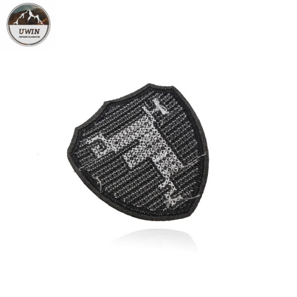 OEM 3D Sew On Letter Patches , Black Beaded Applique Patches Customized Size