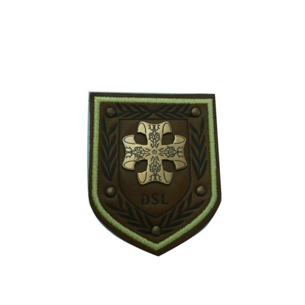 Buy Personalized Embossed Leather Patches With Metal For Garment / Suitcase at wholesale prices
