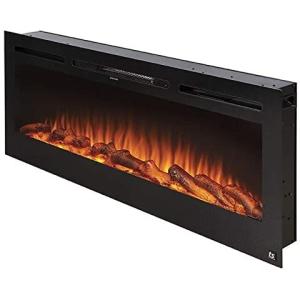 60 inch Electric Fireplace Insert Heater Metal Glass Construction with 9 Colors
