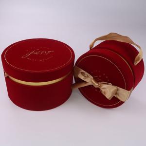 Custom Printed Round Velvet Rigid Flower Favor Boxes