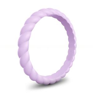 3mm Thin Braided Wedding Silicone Ring Thin Stackable for Women