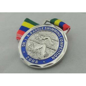 Antique Brass Plating Ribbon Medals Die Casting , Iron Man Medal