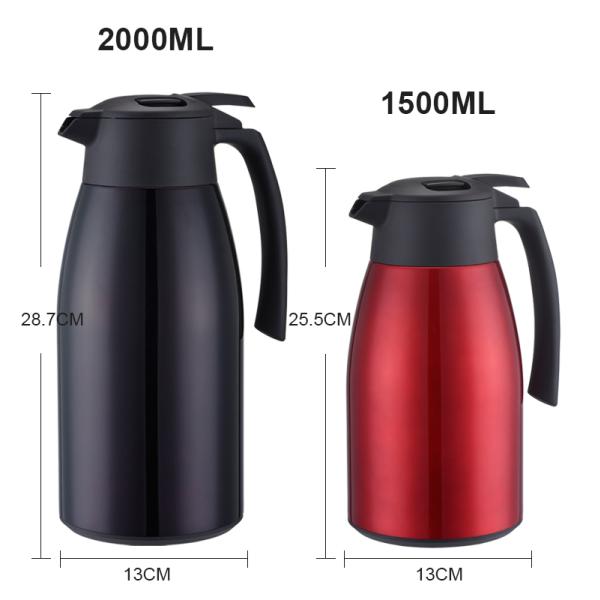 1500ml 2000ml Stainless Steel Moka Pot Double Wall Thermal Coffee Tea Pot Insulated