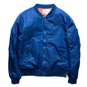 Male Vintage Ma1 Bomber Jacket With Crew Neck Collar Single Breasted