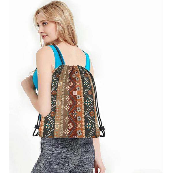 Boho Floral Drawstring Bag Backpack Bohemian Style Tribal Art Batik Seamless
