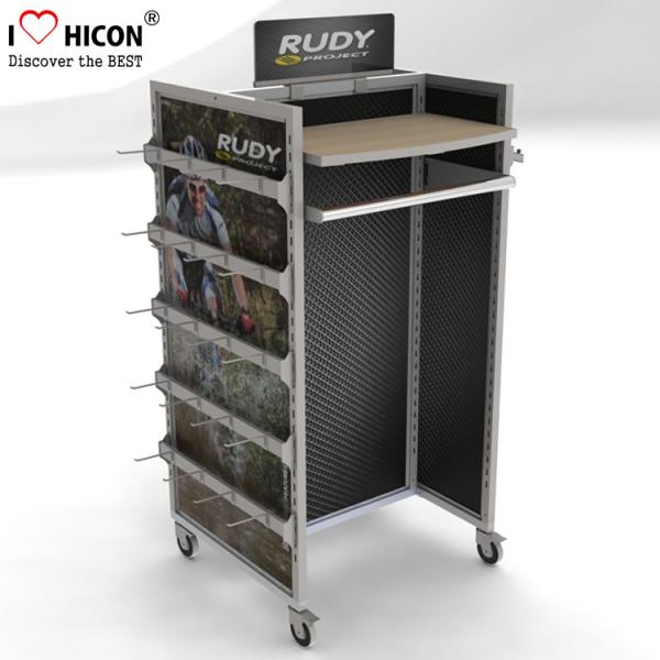 4 Wheels Wood Display Shelves For Grocery Store , Wooden Gondola Shelving