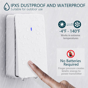 Plug-in Receiver Chimer Waterproof Self-power Transmitter 4 Volume Adjustment