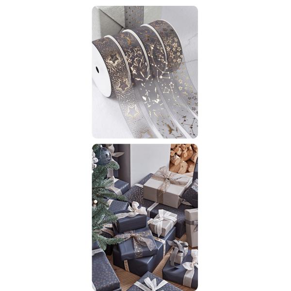 Luxury gift wrapping use cheap gold silver logo printed custom organza ribbon with logo