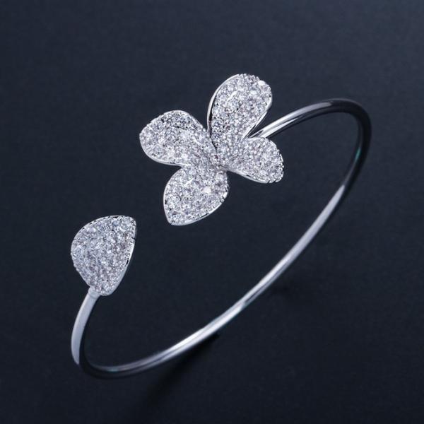 Fashion Flower Bracelet Shining CZ Crystal Bracelet CZ Bracelets Woman Bangle for Women Wedding Party Jewelry