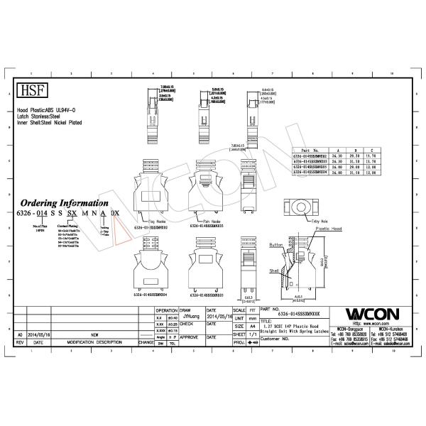 Black Computer Pin Connectors SCSI CEN-TYPE 14 Pin Male PBT Black Sel.5U" Au/Sn ROHS