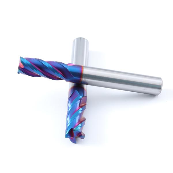 carbide square end mill Nano Blue Coating 4 Flutes HRC65 Carbide End Mill For Hard Steel CNC Milling Cutter